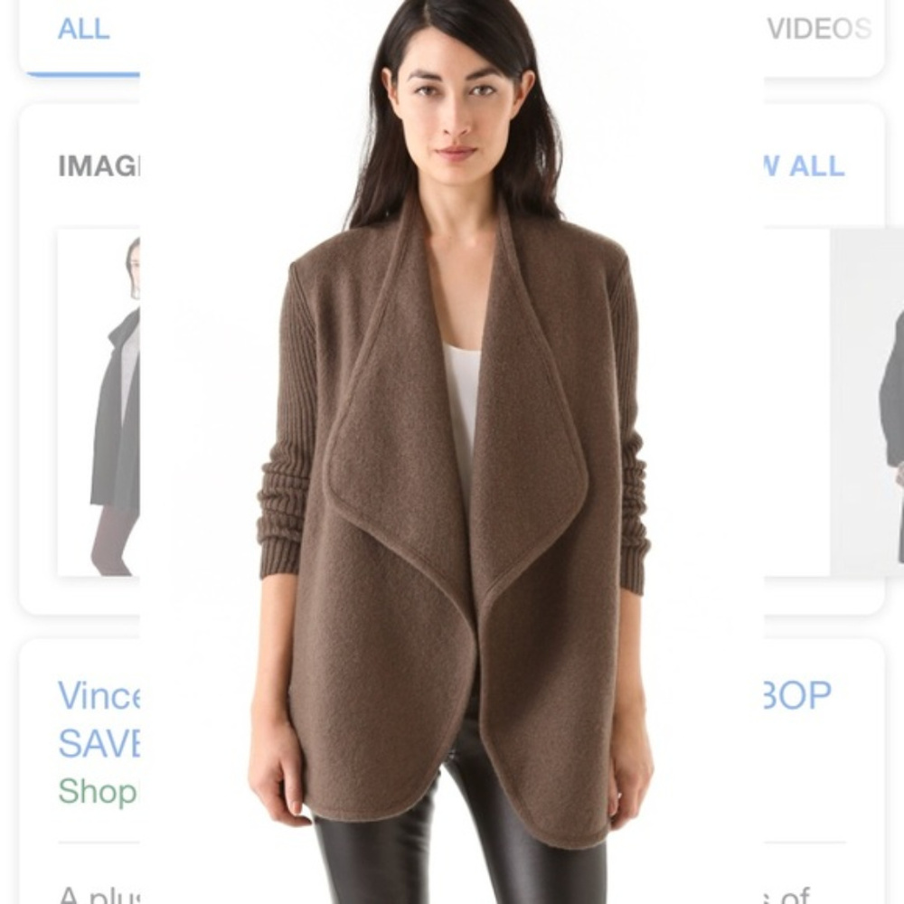 VINCE Boiled Wool Draped Cardigan Sweater